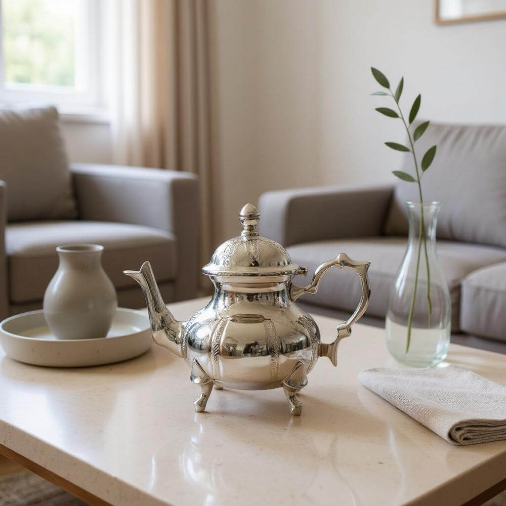 Hand-Engraved Silver Teapot with Wheat Leaf Design – 3 Size Options image