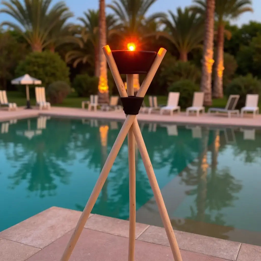 Handmade Wooden Tripod Outdoor Candle Holder – Moroccan Torch Stand 56″ image 5