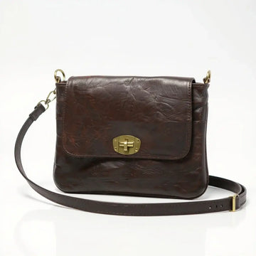 Dark Brown Leather Crossbody Bag – Handcrafted Messenger Purse image