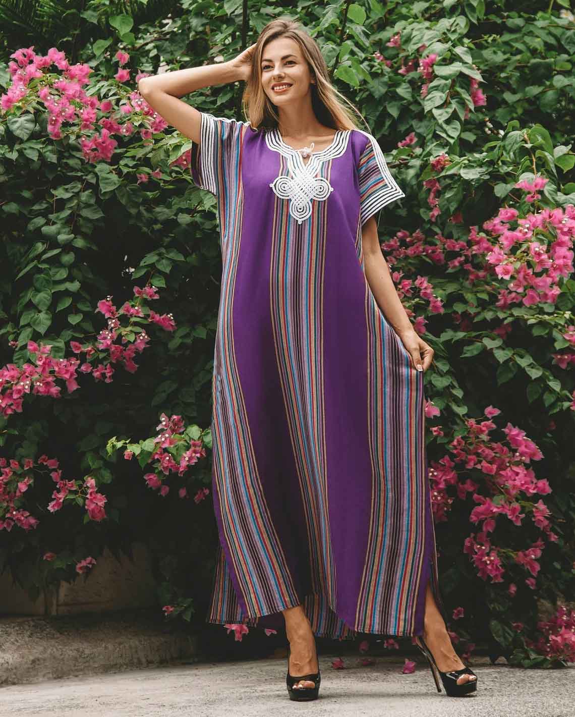 Traditional Cotton Morocco Dress – Handmade Bohemian Kaftan image 8