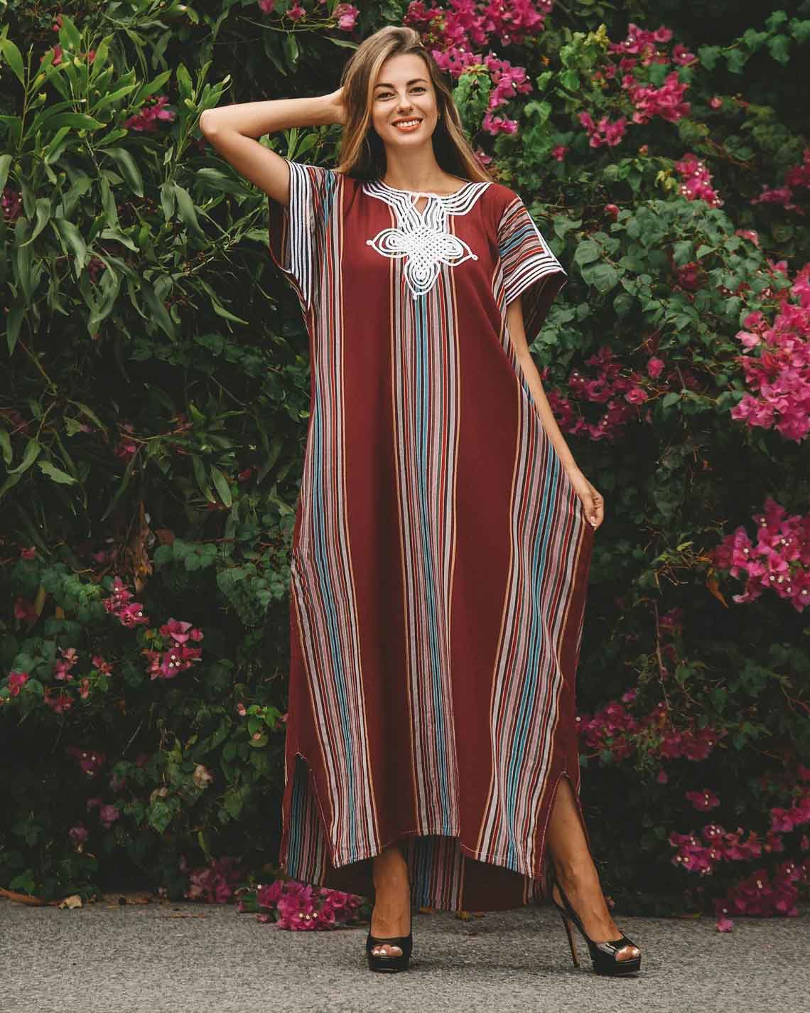 Traditional Cotton Morocco Dress – Handmade Bohemian Kaftan image 7