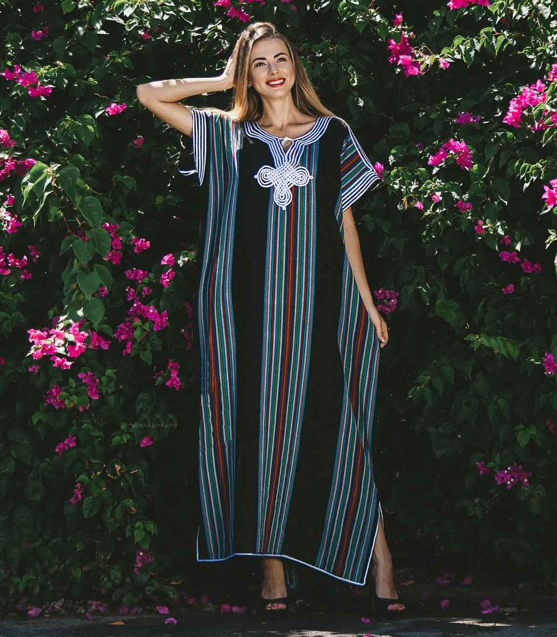 Traditional Cotton Morocco Dress – Handmade Bohemian Kaftan image 6