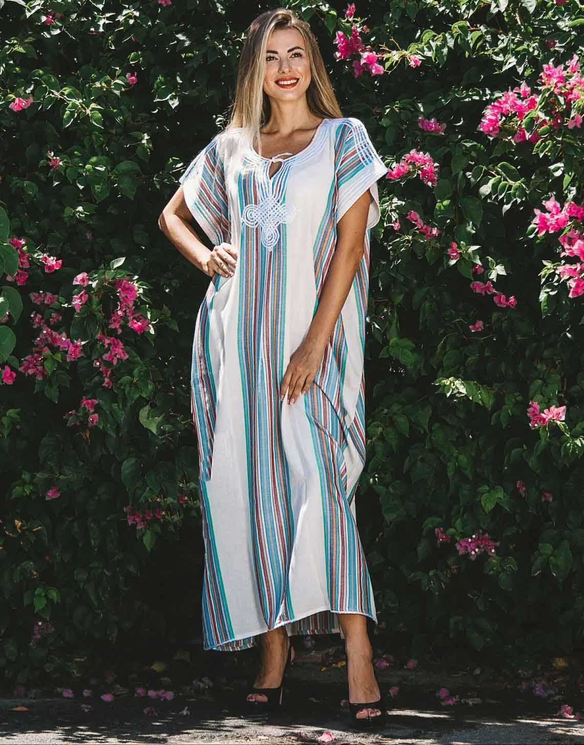 Traditional Cotton Morocco Dress – Handmade Bohemian Kaftan image 4