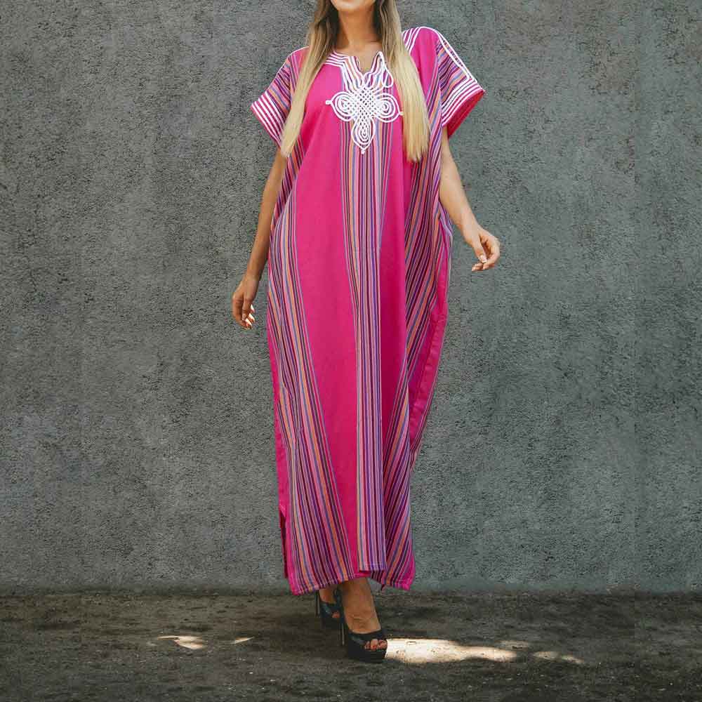Traditional Cotton Morocco Dress – Handmade Bohemian Kaftan image 2