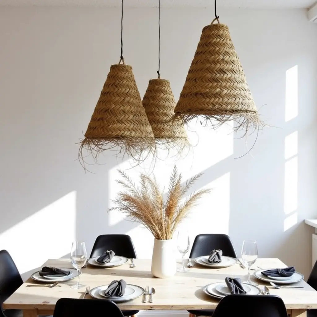 Handwoven Straw Pendant Light – Artisanal Natural Fiber Lamp Shade image 8