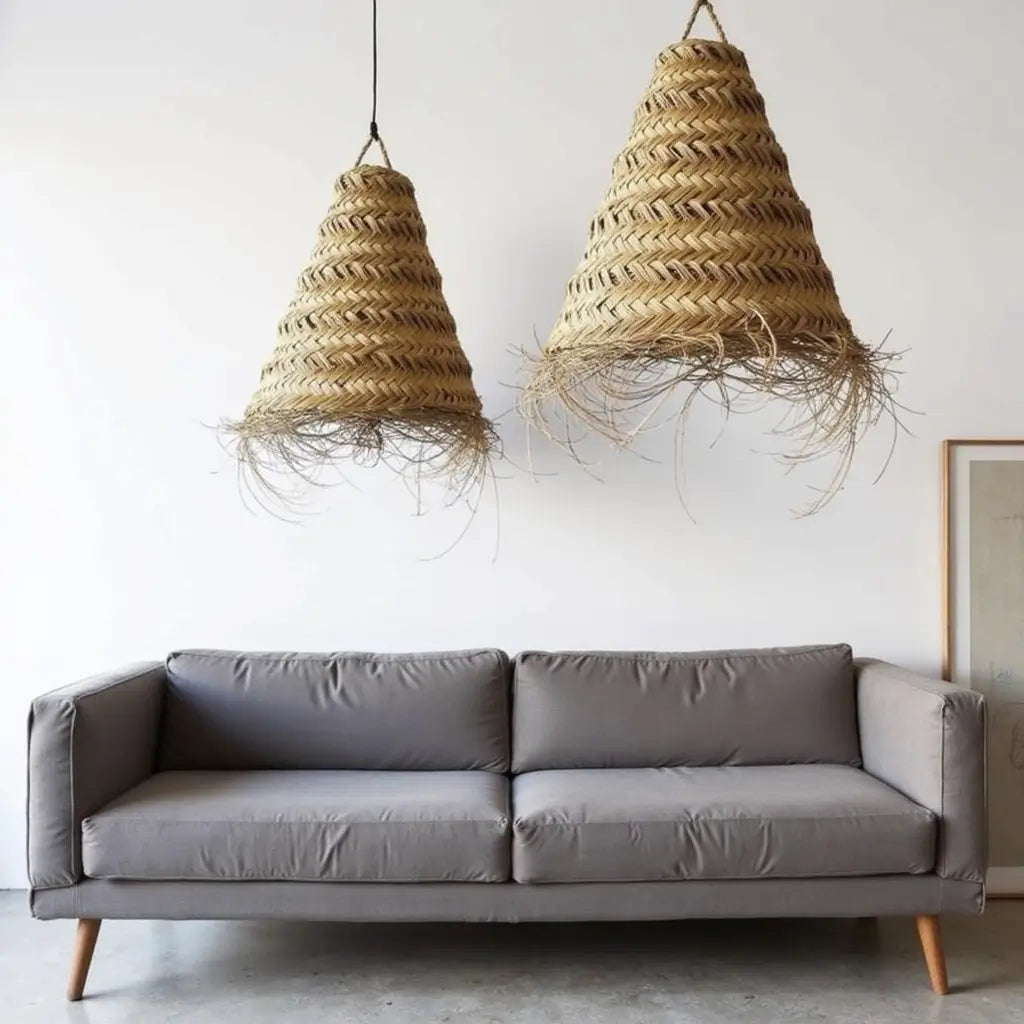 Handwoven Straw Pendant Light – Artisanal Natural Fiber Lamp Shade image 5