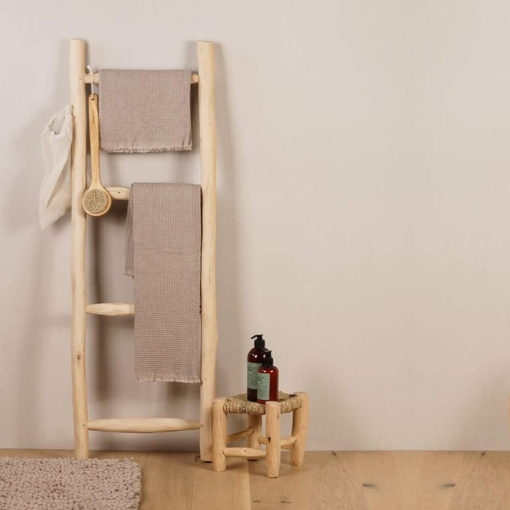 Handmade Lemon Wood Towel Ladder – Natural 150cm Bathroom Storage Rack image