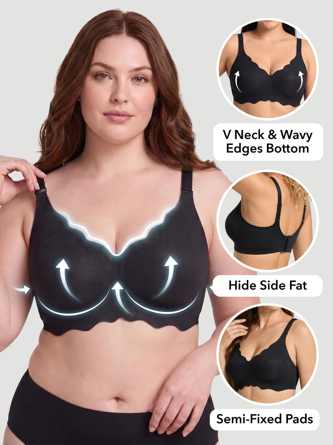 Scalloped Push-Up Wireless Jelly Bra