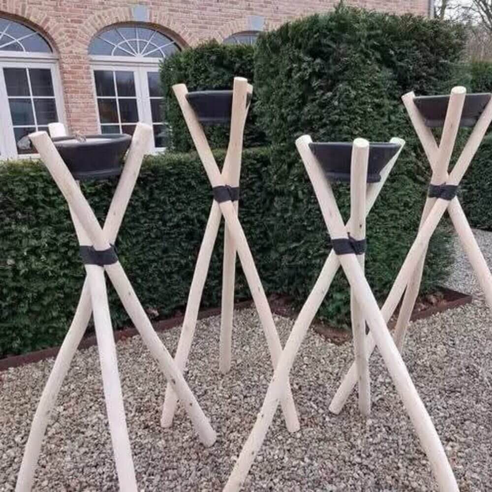 Handmade Wooden Tripod Outdoor Candle Holder – Moroccan Torch Stand 56″ image 6