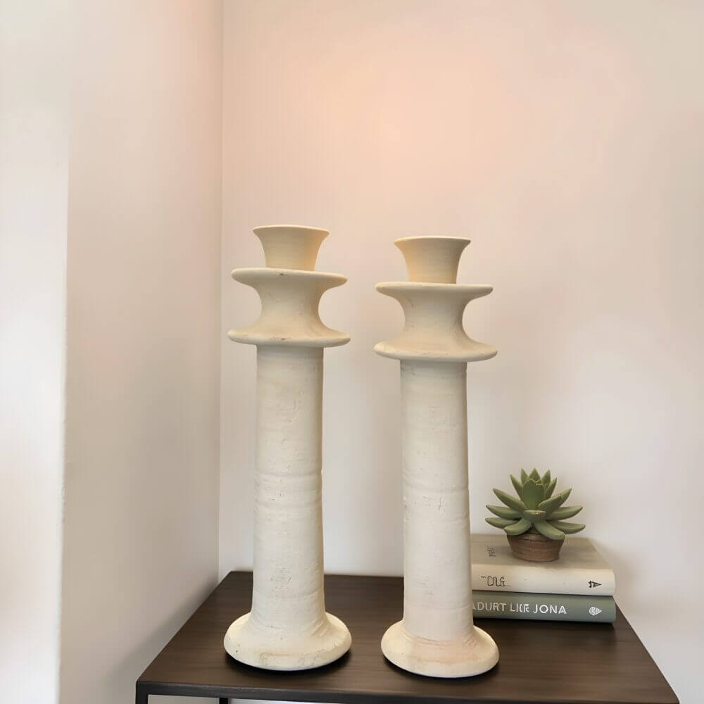 Tamegroute Tiered Column Candleholders Set of 2 – Handmade Ceramic image 4