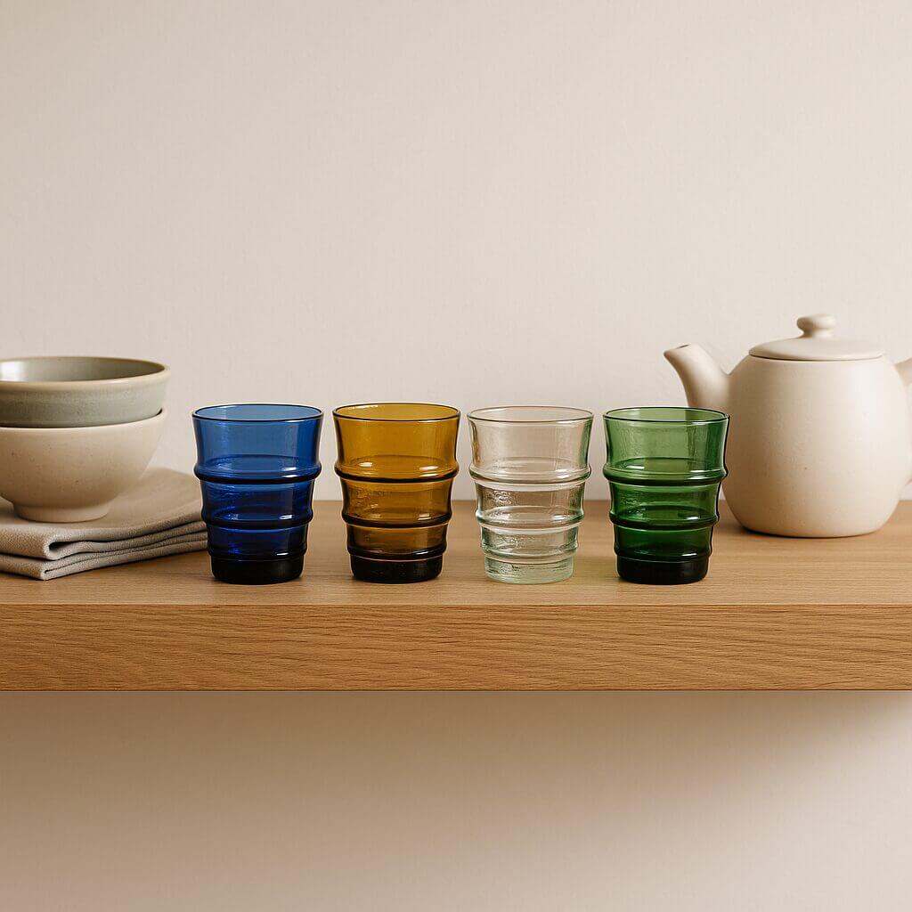 Hand-Blown Jewel Glass Tumbler Set – 6 Recycled 4oz Cups image 3