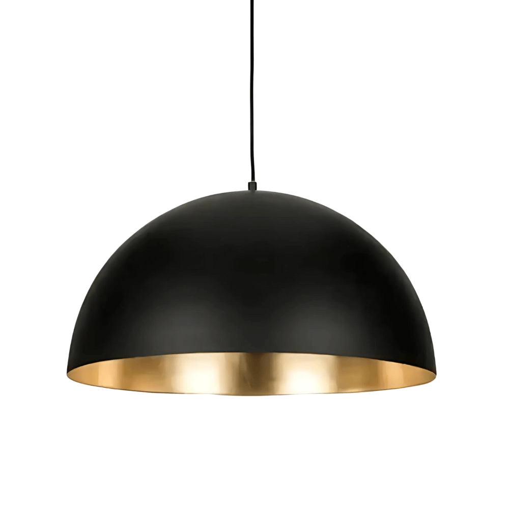 Black Dome Pendant Light with Gold Interior – Handcrafted Brass Lighting image