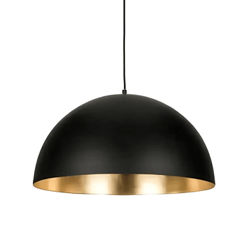 Black Dome Pendant Light with Gold Interior – Handcrafted Brass Lighting image