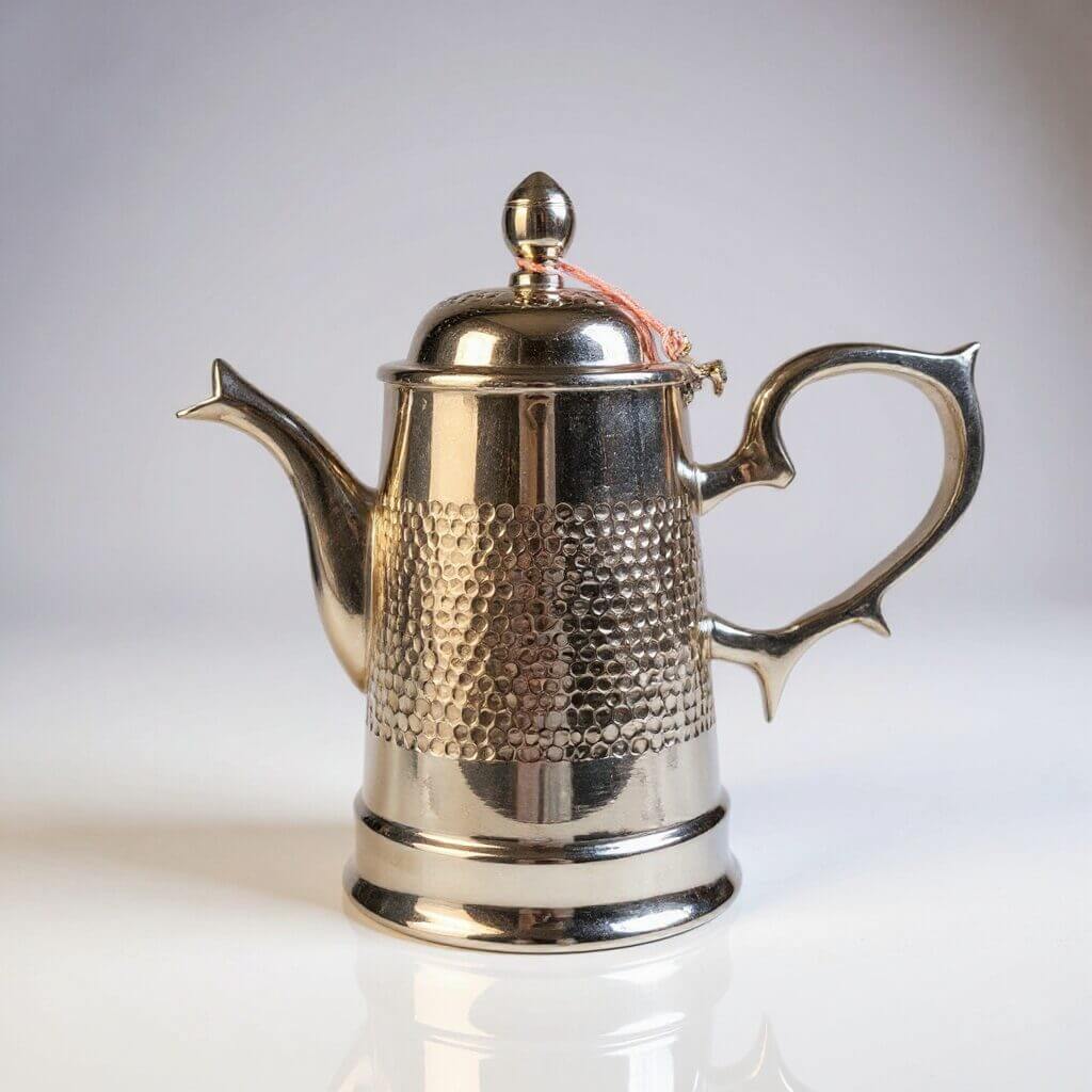 Hammered Brass Coffee Pot Silver-Plated – Traditional Stand image