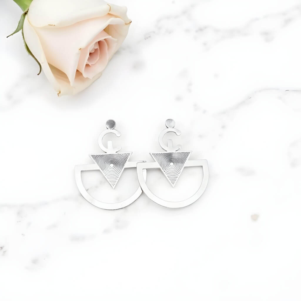 Berber Triangle Hoop Earrings – Sterling Silver Geometric Design image