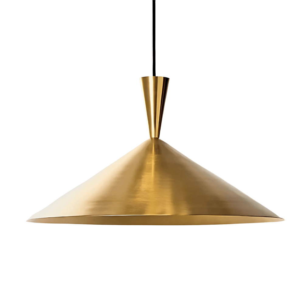 Brushed Brass Cone Pendant Light – Hand-Spun Moroccan Ceiling Lamp image