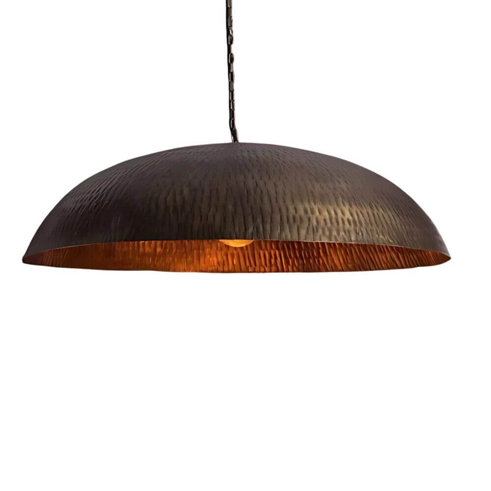 Hammered Brass Dome Pendant Light – Hand-Forged Copper Ceiling Lamp image