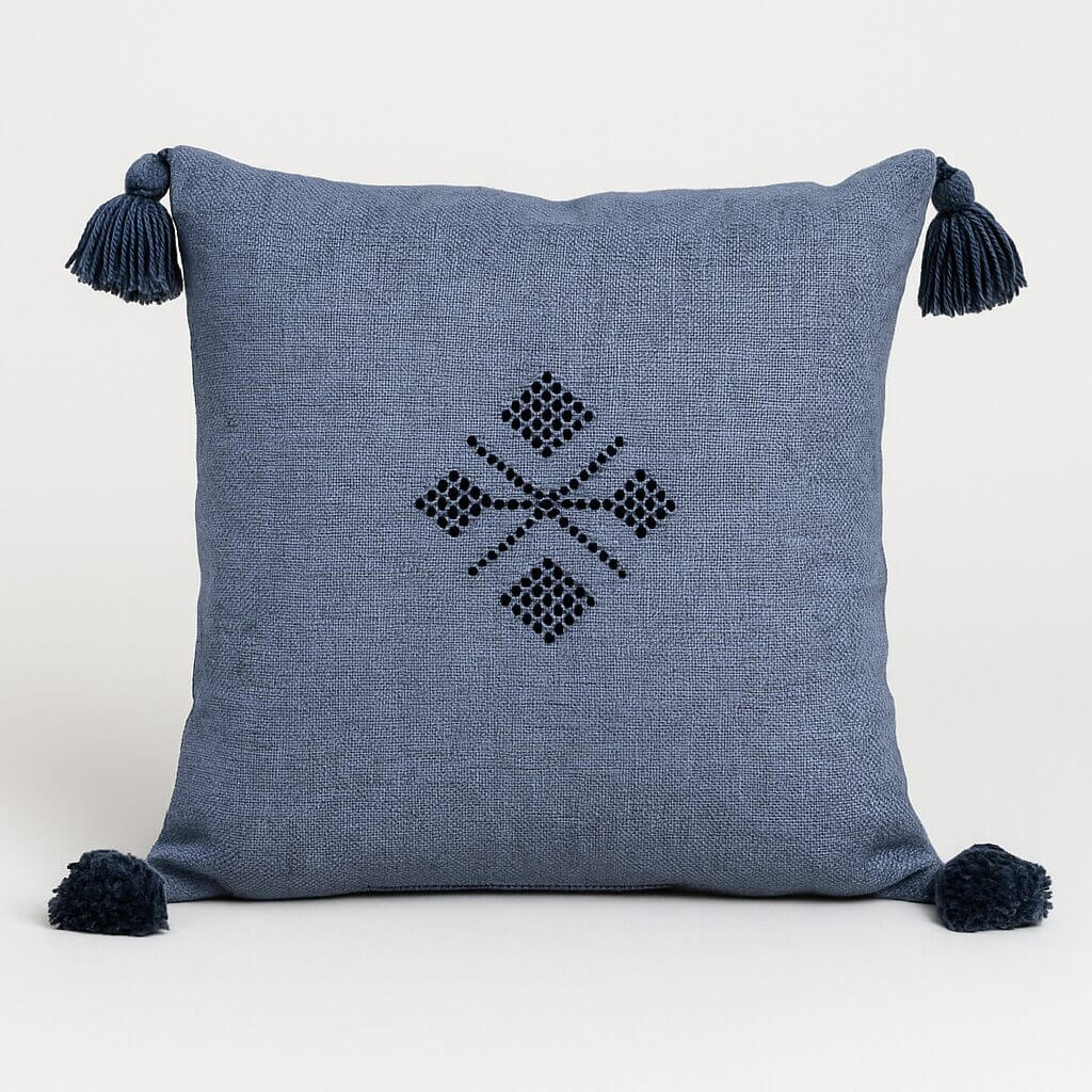 Boho Cotton Pillow Covers with Tassels & Geometric Embroidery (Set of 2) image 12