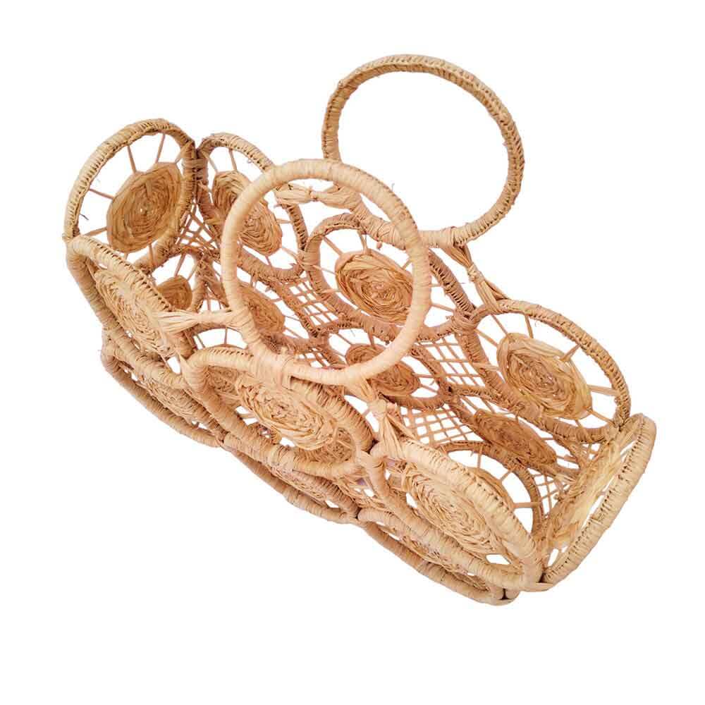 Handwoven Raffia Bags 30cm with Floral Medallions – Natural Tote image 2