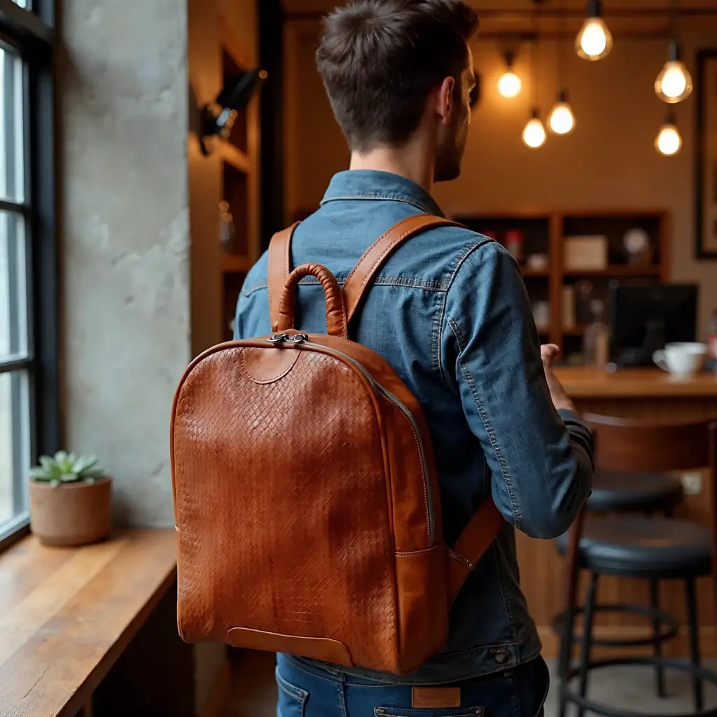 Atlas Woven Leather Backpack – Handcrafted Urban Rucksack image 10