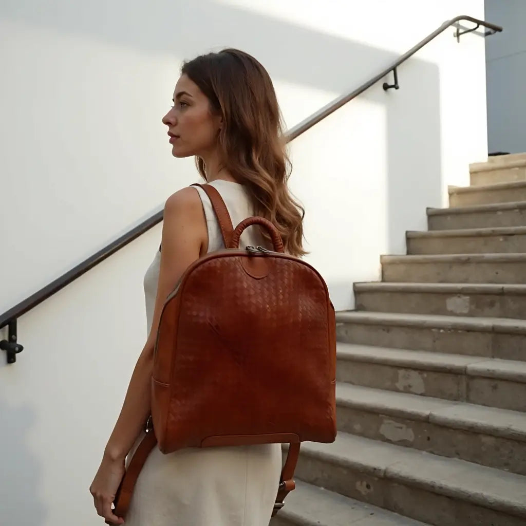 Atlas Woven Leather Backpack – Handcrafted Urban Rucksack image 6