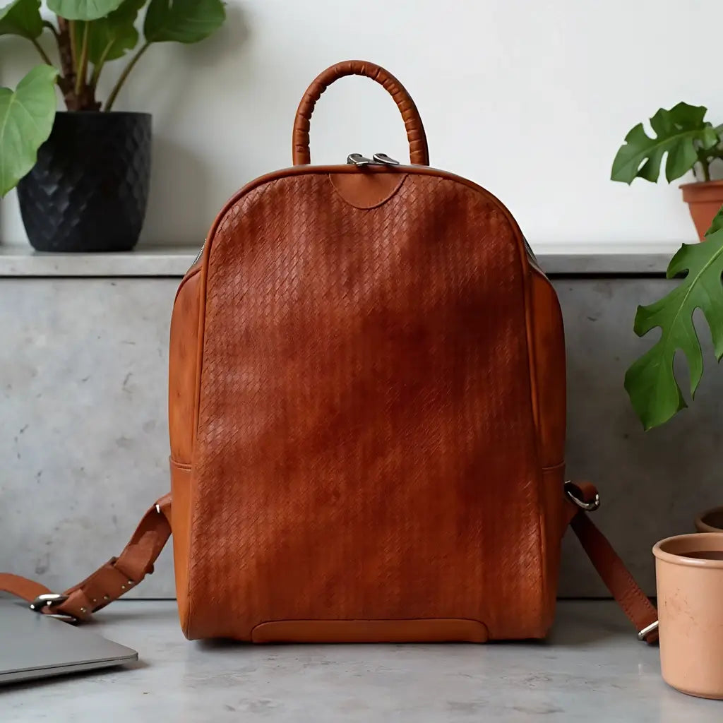 Atlas Woven Leather Backpack – Handcrafted Urban Rucksack image 5