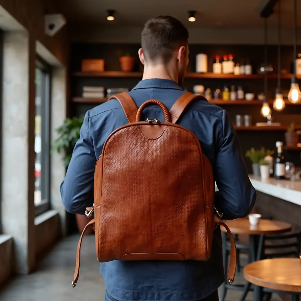 Atlas Woven Leather Backpack – Handcrafted Urban Rucksack image 2