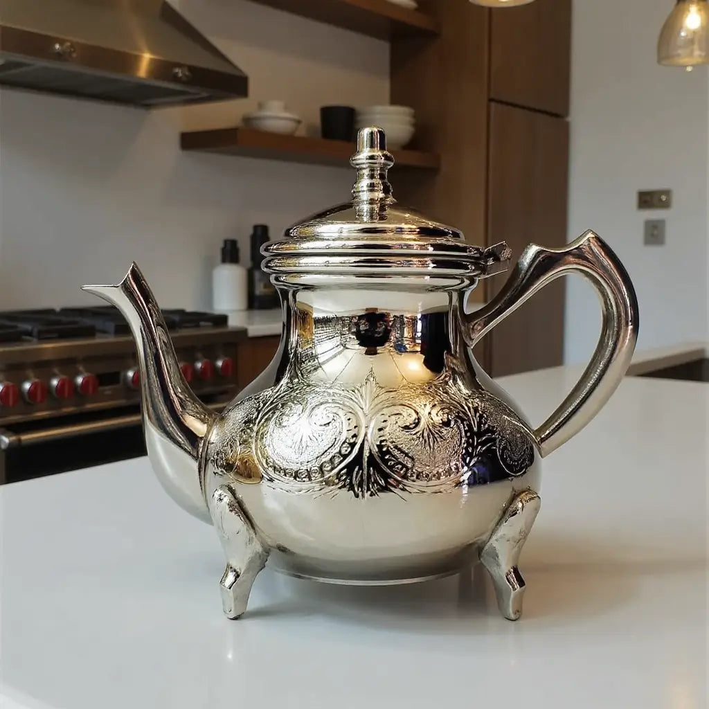 Silver-Plated Engraved Teapot 6-12 Cup – Footed Tea Service image 4
