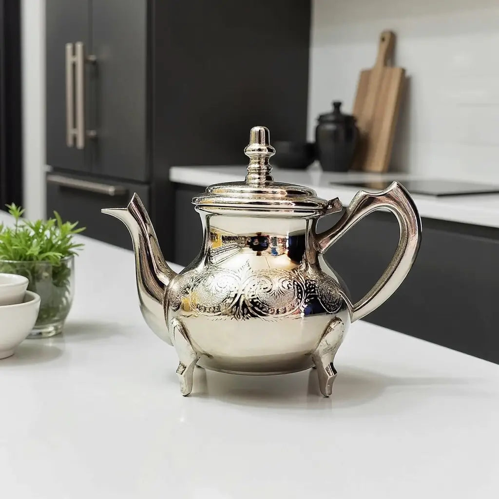 Silver-Plated Engraved Teapot 6-12 Cup – Footed Tea Service image 2