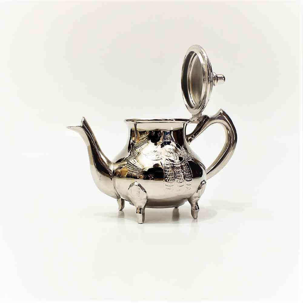 Hamsa Engraved Silver Teapot with Feet – Protective Symbol image 5