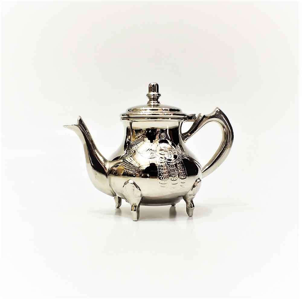 Hamsa Engraved Silver Teapot with Feet – Protective Symbol image