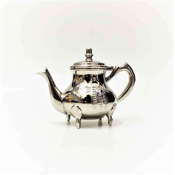 Hamsa Engraved Silver Teapot with Feet – Protective Symbol image