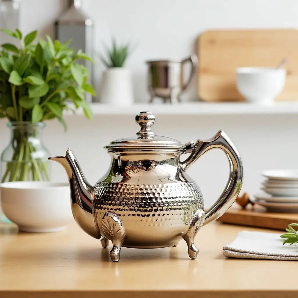 Hand-Hammered Silver Teapot 6-12 Cup – Textured Footed Design image 2