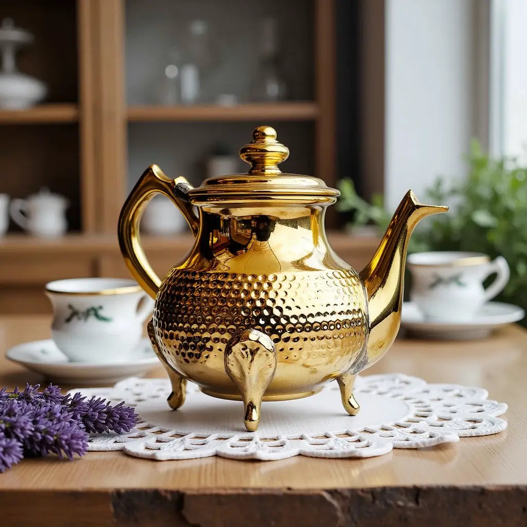 Hand-Hammered Silver Teapot 6-12 Cup – Textured Footed Design image 6