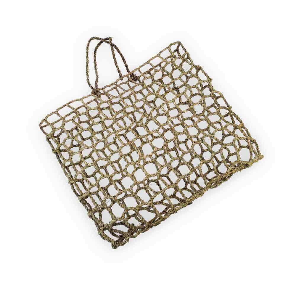 Handwoven Mesh Straw Beach Bag – Natural Open Weave Tote 14.17″ image 11