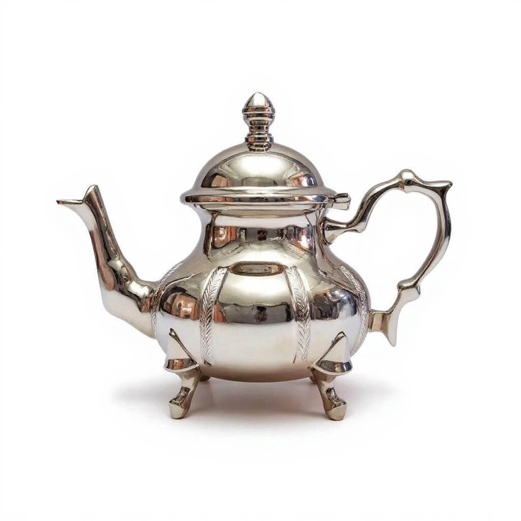 Hand-Engraved Silver Teapot with Wheat Leaf Design – 3 Size Options image
