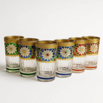 Radiant Medina Mosaic Tea Glasses Set (6 pcs) – Hand-Painted Elegance image
