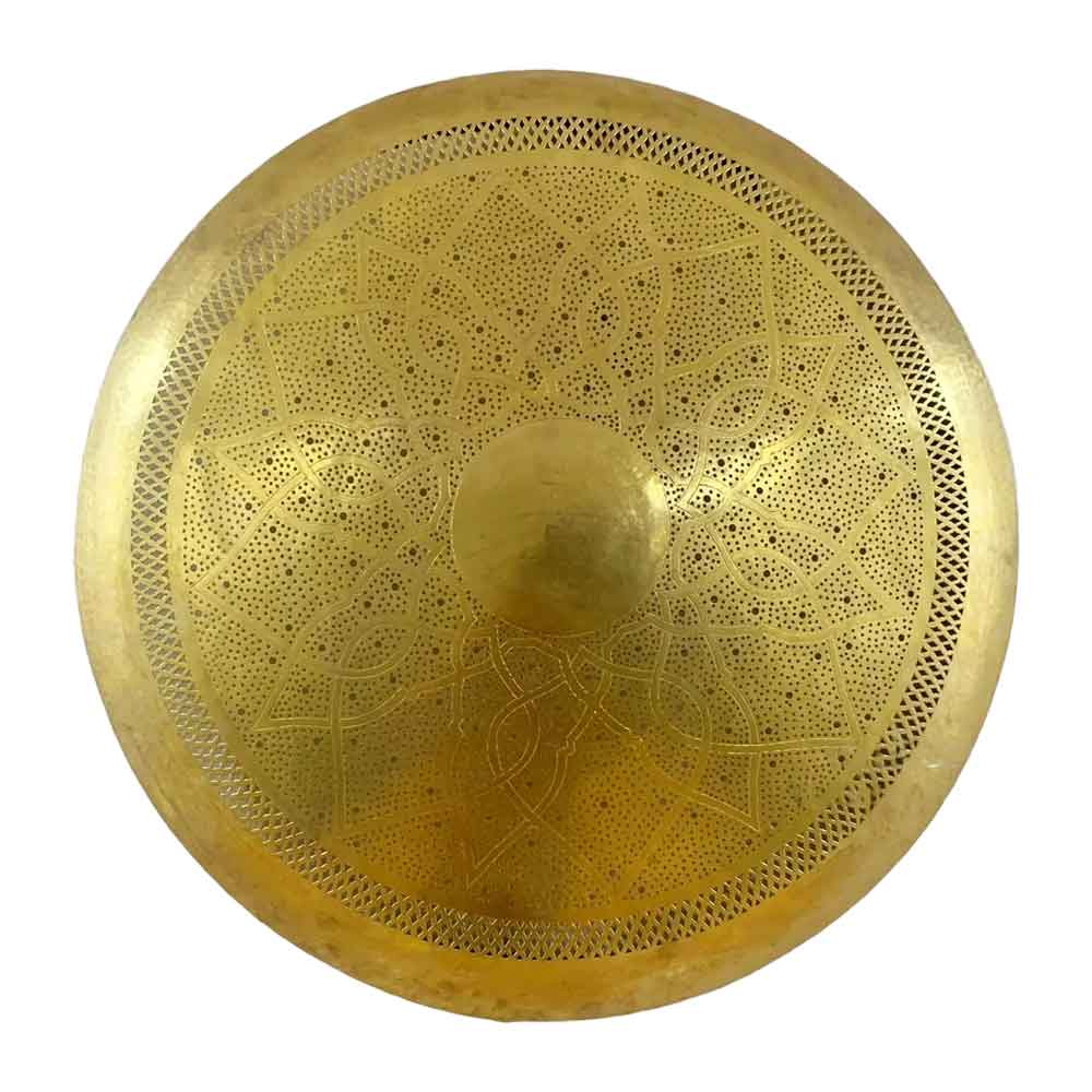 Hand-Engraved Round Brass Wall Light Shade in Gold – Pierced Metalwork image