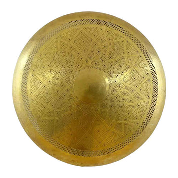 Hand-Engraved Round Brass Wall Light Shade in Gold – Pierced Metalwork image