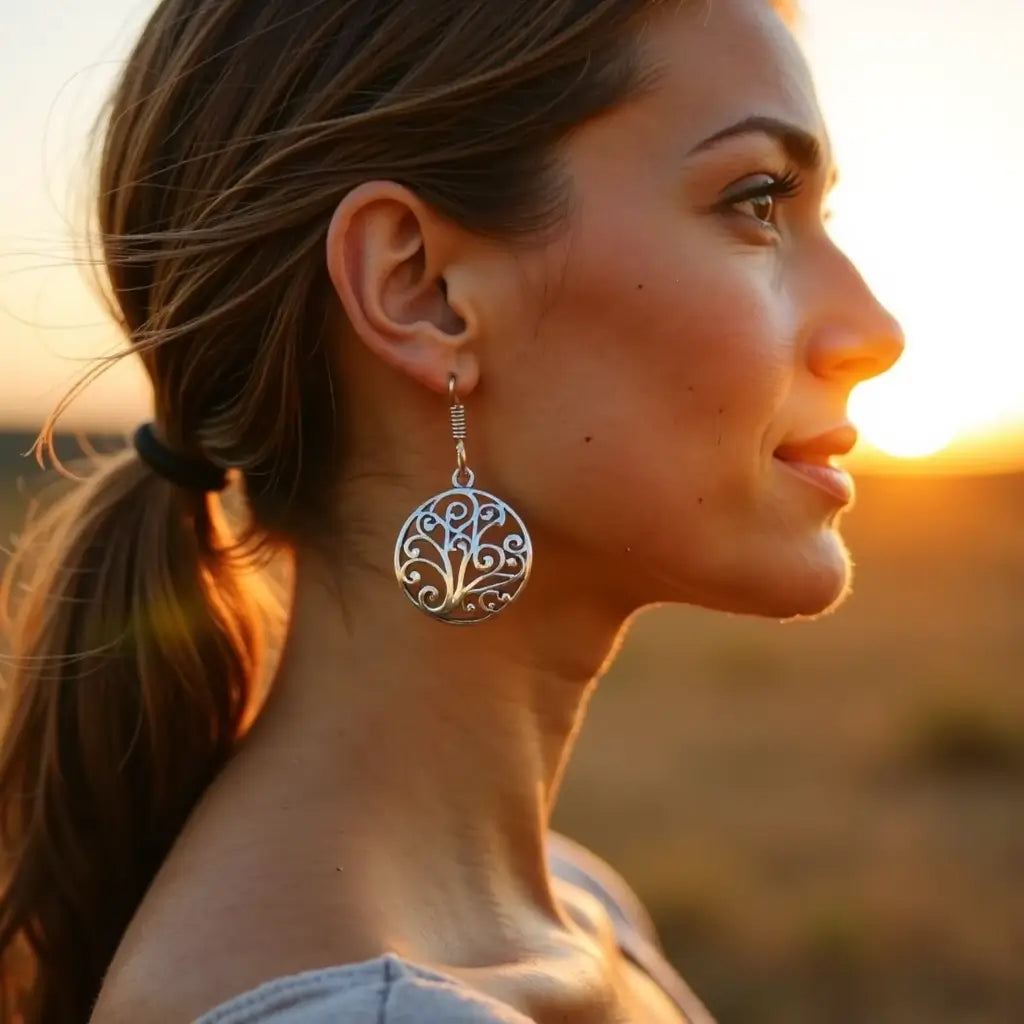 Sterling Silver Filigree Earrings – Tree of Life Drop Design image 6