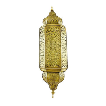 Brass Palace Sconce Light – Tall Hand-Engraved Wall Lamp, 23.6″ Height image