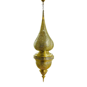 Tall Engraved Brass Pendant Lamp 130cm – Moroccan Palace Statement Light image