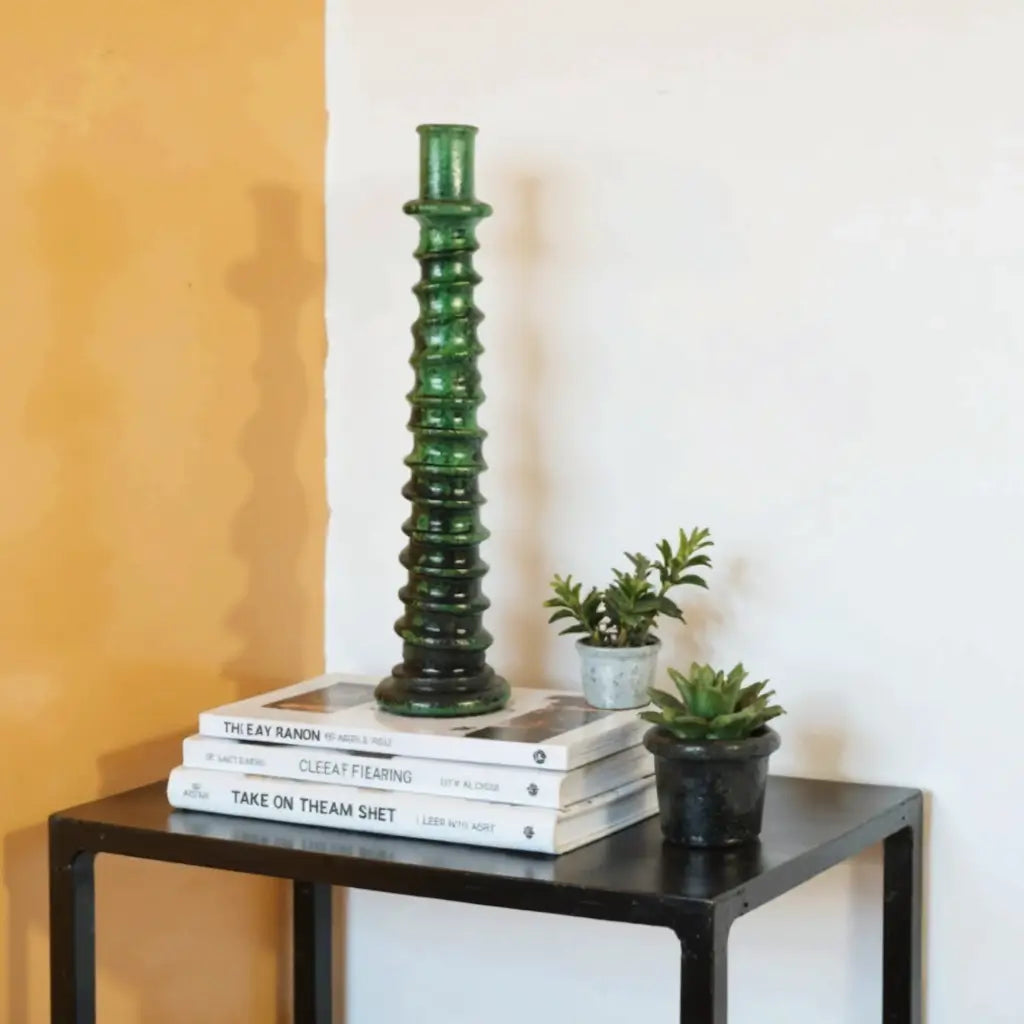 Handcrafted Tall Candle Holder – Tamegroute Ceramic Tower Collection image 12