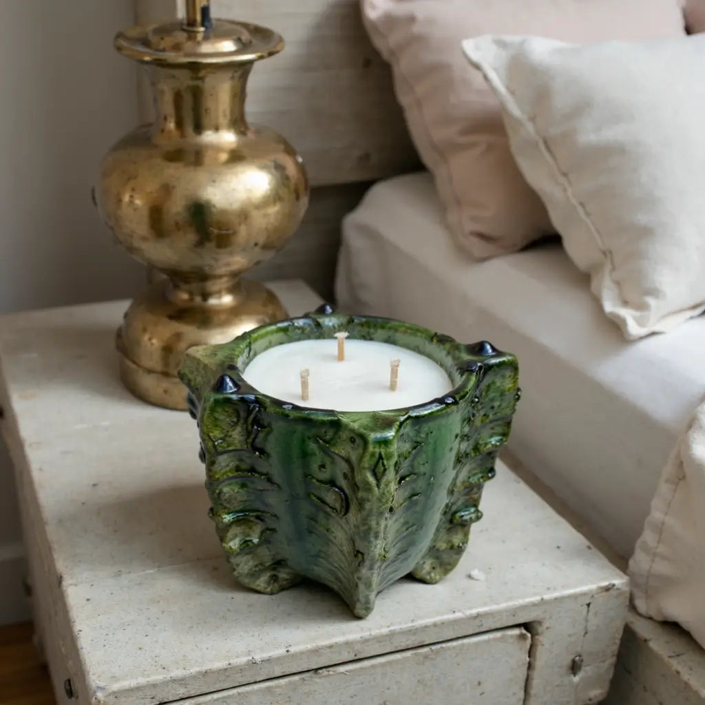 Tamegroute Green Ceramic Candle Bowl – Triple-Wick Statement Piece image 8