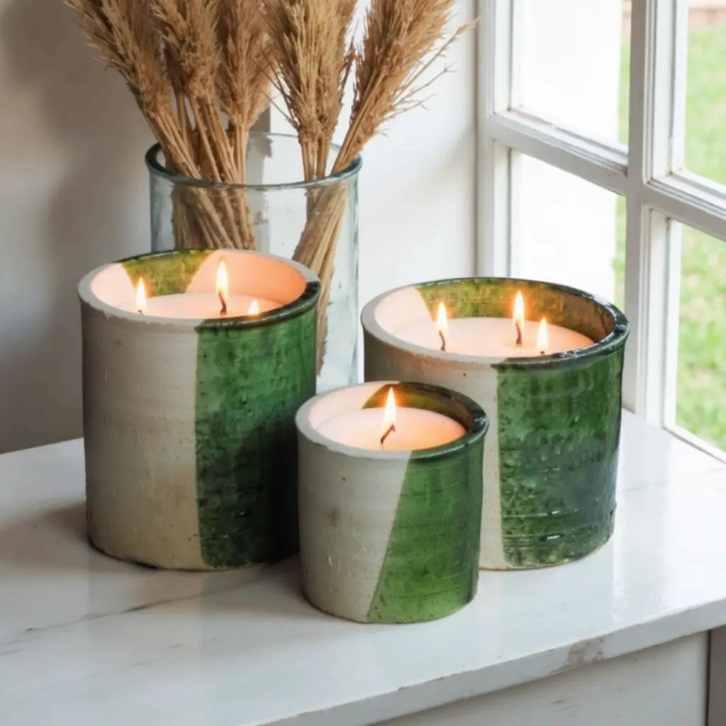 Artisanal Tamegroute Ceramic Candle – Handmade Multi-Wick Collection image 7