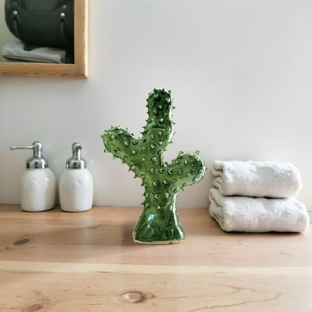 Tamegroute Ceramic Cactus Sculpture Set – Handmade Desert Pottery (Set of 2) image 7