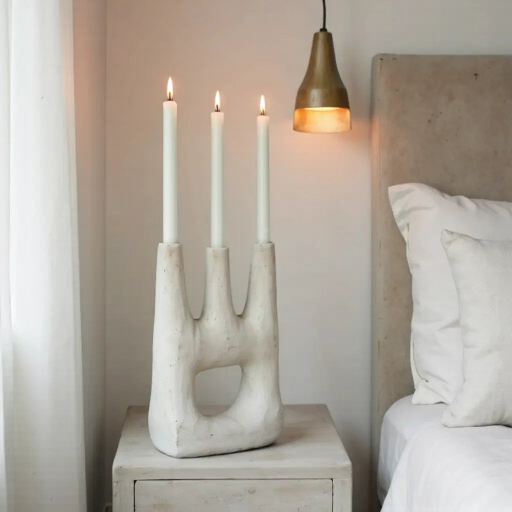 Handcrafted Tamegroute Triple Candle Holder – Modern Ceramic Collection image 4