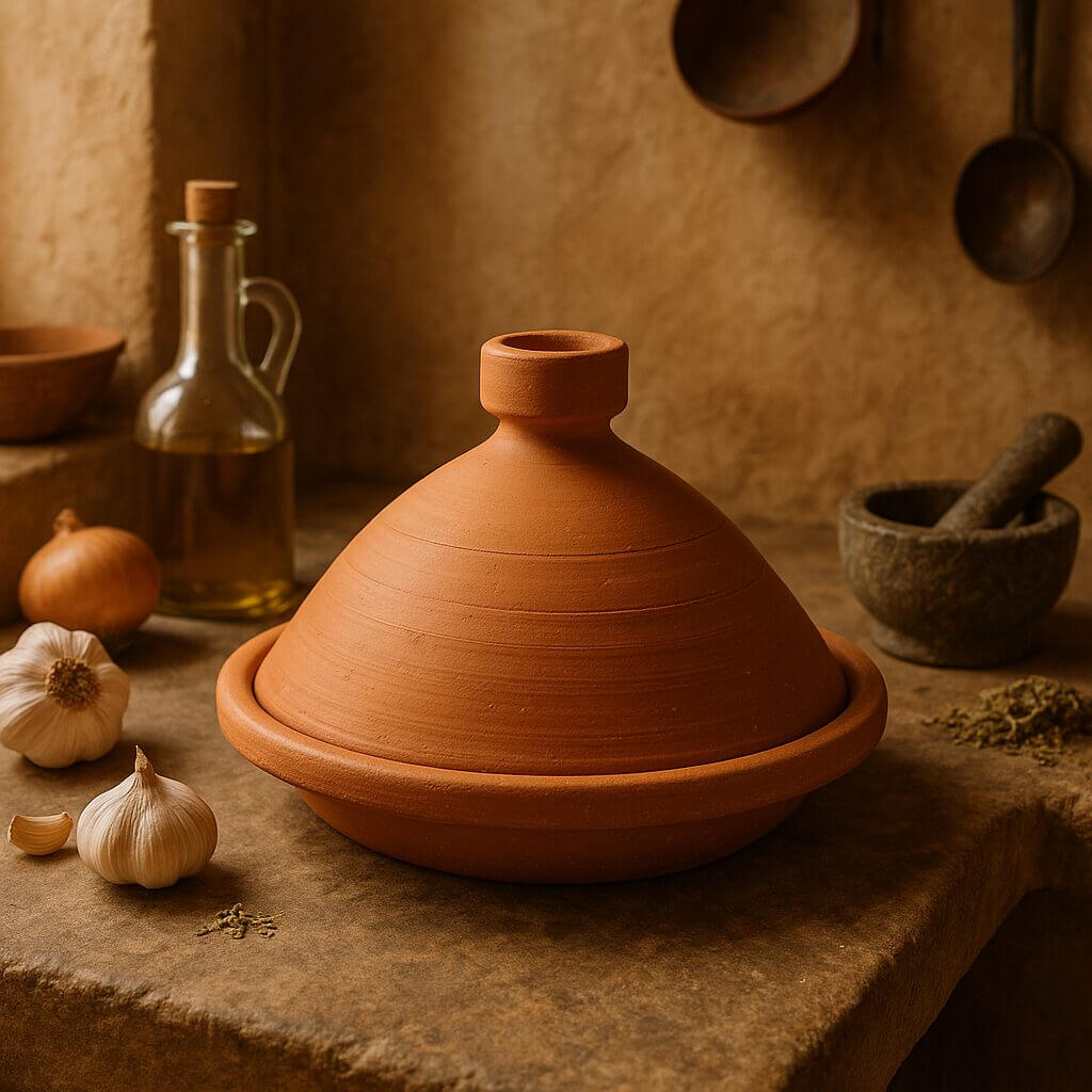 Handmade Terracotta Tagine Pot 30cm – Authentic Moroccan Ceramic Clay image 2
