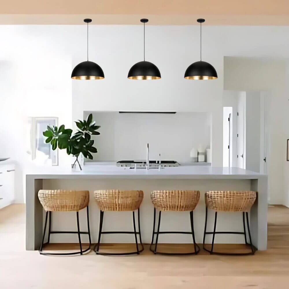 Black Dome Pendant Light with Gold Interior – Handcrafted Brass Lighting image 3