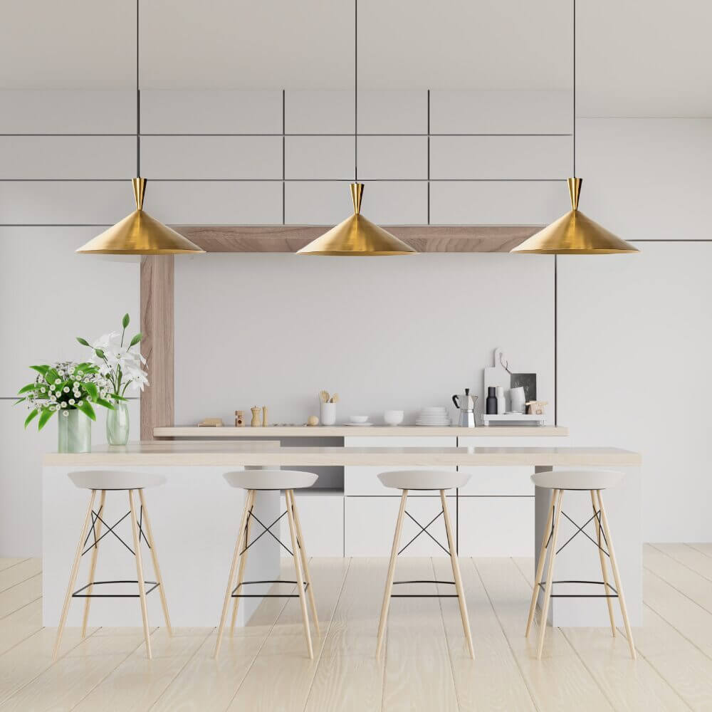 Brushed Brass Cone Pendant Light – Hand-Spun Moroccan Ceiling Lamp image 3